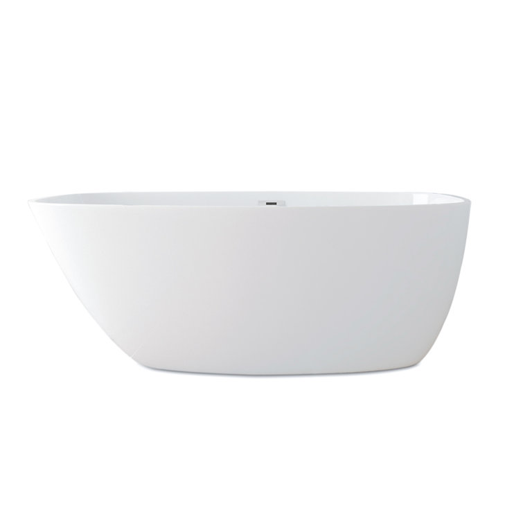 Topcraft 67"x 30" Freestanding White Acrylic Bathtub Modern Stand Alone